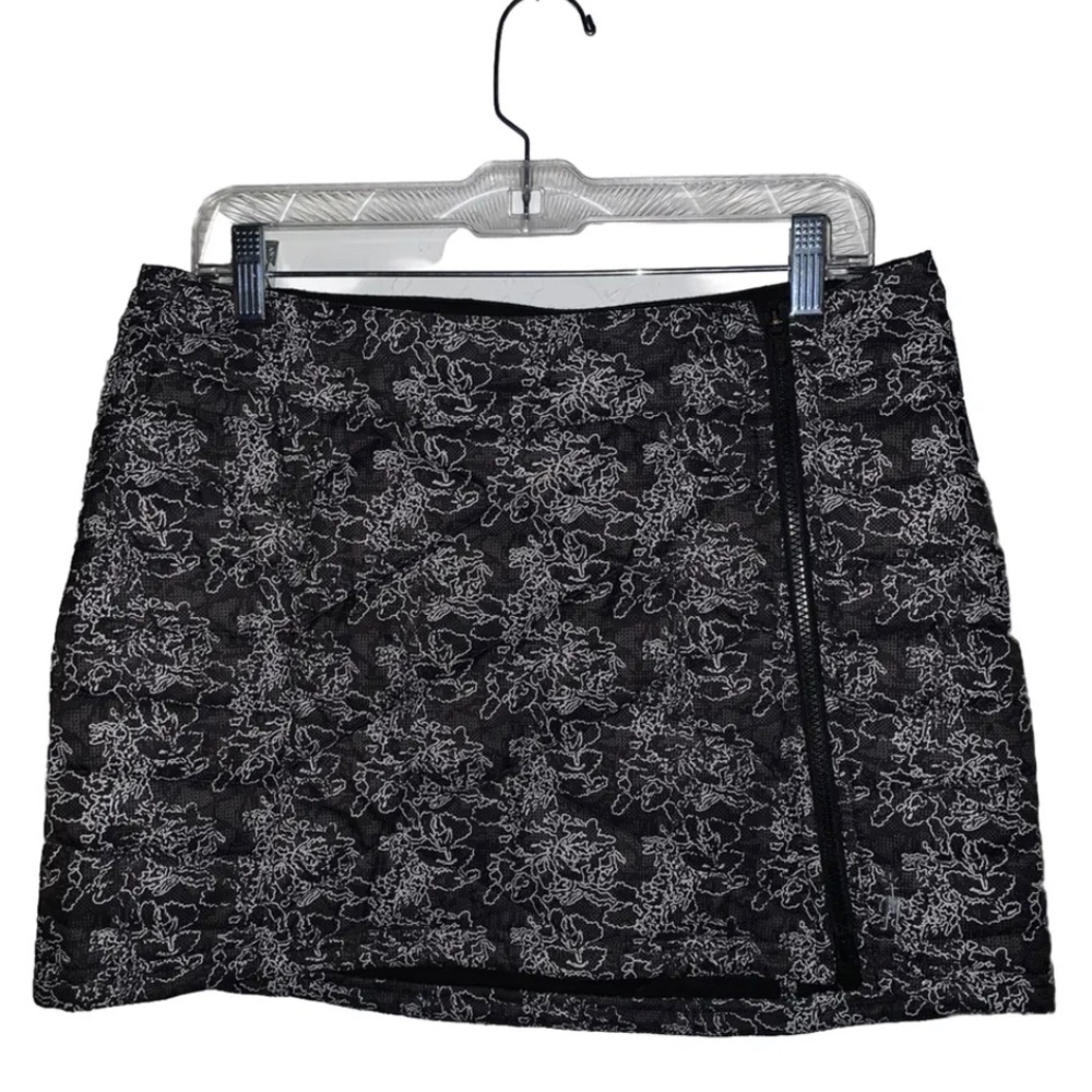SMARTWOOL Smartloft Gray White Quilted Light Puffer Mini Zipper Skirt M Medium